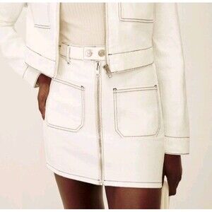 REFORMATION Skirt Anna Patch Pocket Denim Mini Vintage White Size 28